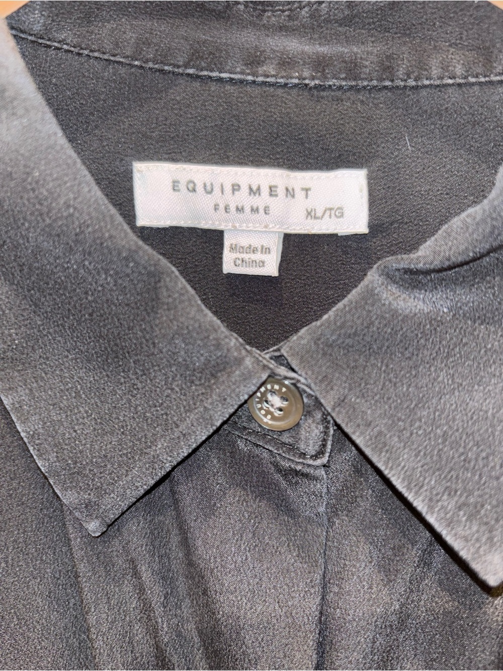 Equipment Silk Black Long-Sleeve Button-Up Shirt - Picture 3 of 4